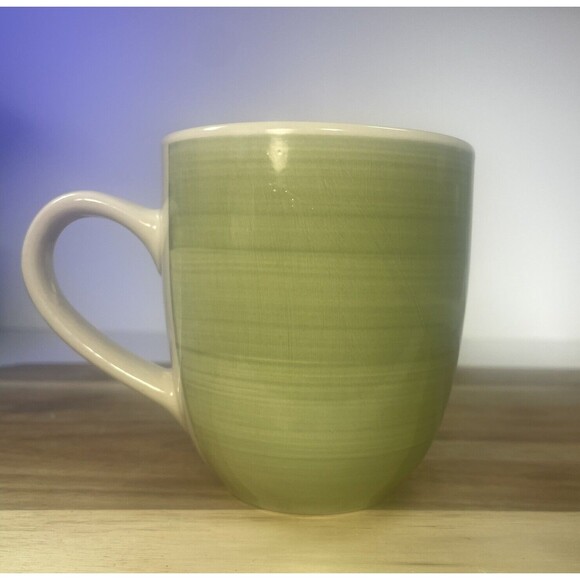 Citrus Grove Sage Green Brush Stroke Hand Painted Coffee Mug Minimal Solid - Picture 2 of 6
